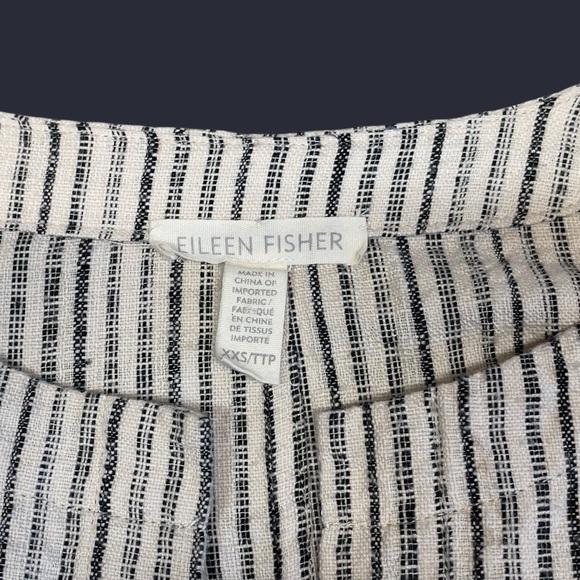 Eileen Fisher Organic Cotton Striped Women's Open Front Jacket XXS - Picture 6 of 10
